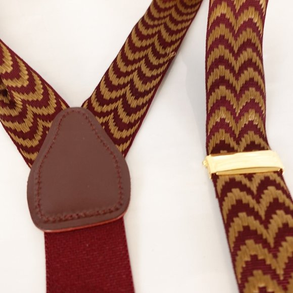 CAS GERMANY Men's Red Khaki Suspender Button Y Back Weaving Gold Hardware Buckle - Picture 5 of 11